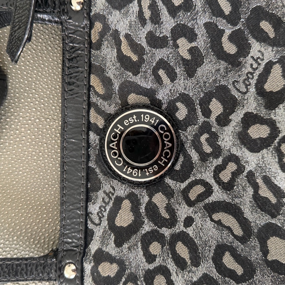 Coach Gray and Black Leopard Print Tote - Picture 6 of 9
